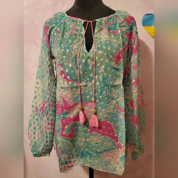 Lilly Pulitzer Pink and Gold Patterned Top - Picture 1 of 4